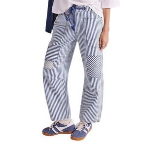 We the Free Blue Striped Moxie Barrel - Size 27